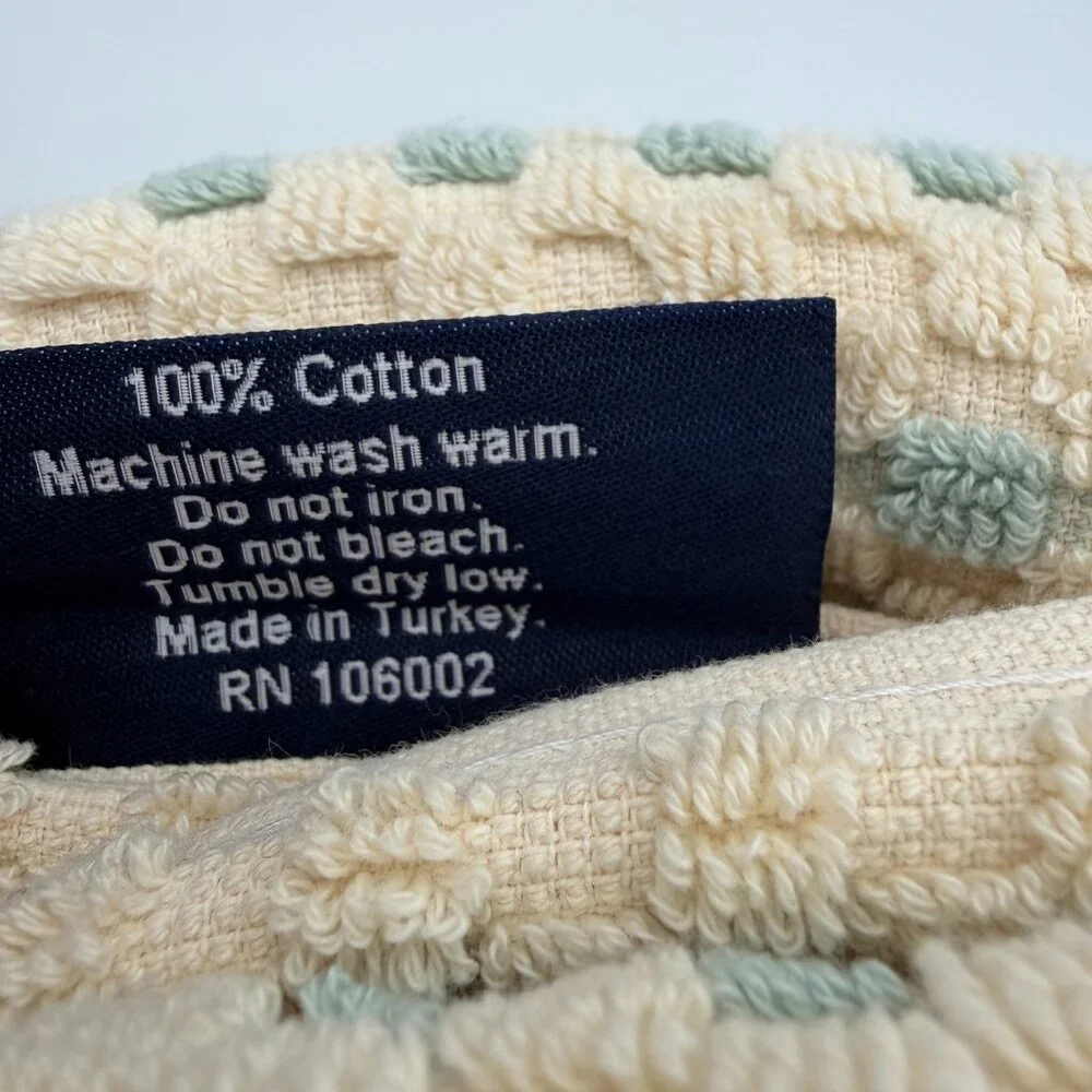 Brooks Brothers Premium Turkish Cotton Hand Towel Set of 2 Fringed Cream/Blue